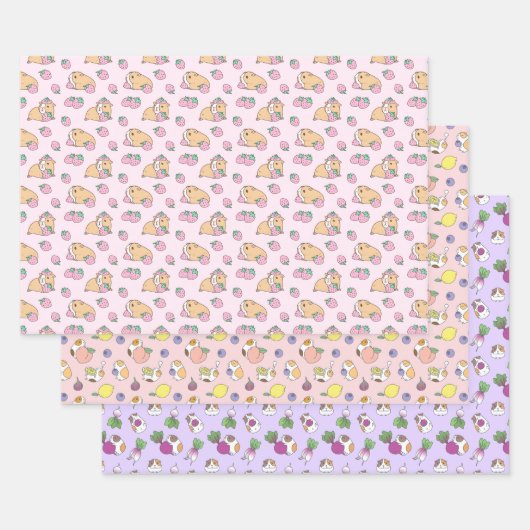 drieën patroon van cavia's inpakpapier vel (Set)