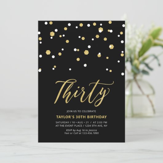Drieëndertig jaar Eenvoudig zwart en goud - Inv Kaart (Staand voorkant)