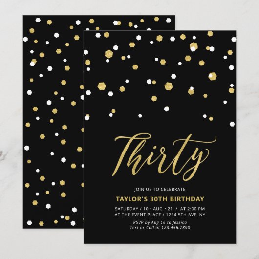 Drieëndertig jaar Eenvoudig zwart en goud - Inv Kaart (Voorkant / Achterkant)
