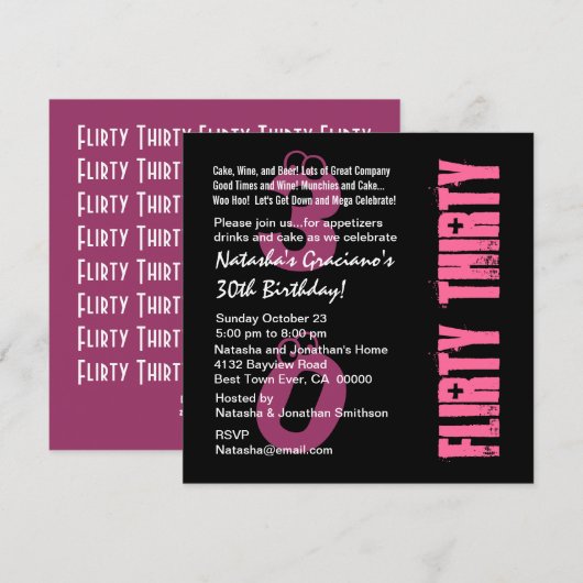 Drieëndertig verjaardag zwarte PInk Sjabloon Kaart (Voorkant / Achterkant)