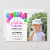 DrieEnorme 3e Verjaardag Ballon Pink Foto Kaart (Voorkant)