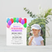 DrieEnorme 3e Verjaardag Ballon Pink Foto Kaart (Staand voorkant)