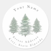 Driehandgetekende Evergreen Trees labels (Voorkant)