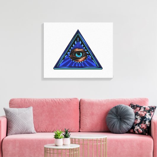 Driehoek blauw met oog-oog-ter-plekke canvas afdruk (Insitu (Woonkamer))