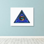 Driehoek blauw met oog-oog-ter-plekke canvas afdruk (Insitu (Houten vloer))