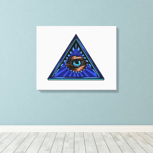 Driehoek blauw met oog-oog-ter-plekke canvas afdruk (Insitu (Houten vloer))