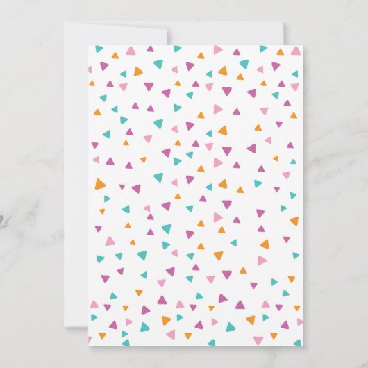 Driehoek confetti Verjaardag uitnodiging Meisje (Achterkant)