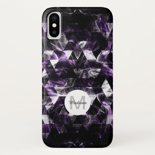 Driehoek Geometric Paars Smoky Galaxy Monogram Case-Mate iPhone Case (Achterkant)