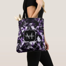 Driehoek Geometric Paars Smoky Galaxy Monogram Tote Bag