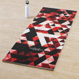 Driehoek Geometrische Vibrant Red Smoky Monogram Yogamat