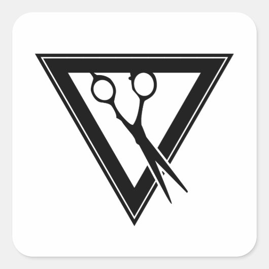 driehoek haarschaar vierkante sticker (Voorkant)