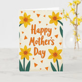 Driehoek Happy Moederdag Kaart (Gele Bloem)