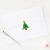 Driehoek Kerstboom Ronde Sticker (Envelop)