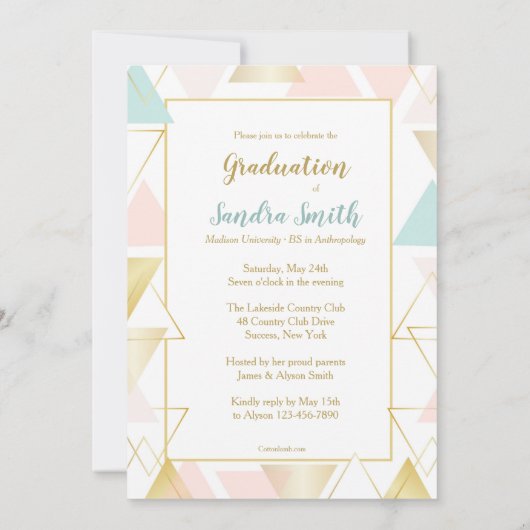 Driehoek Lijst Foto Afstuderen Uitnodiging (Achterkant)