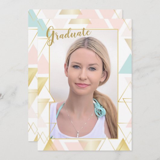 Driehoek Lijst Foto Afstuderen Uitnodiging (Voorkant / Achterkant)