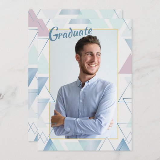 Driehoek Lijst Foto Afstuderen Uitnodiging (Voorkant / Achterkant)