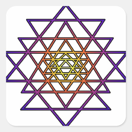 Driehoek Mandala (geel paars) Sri Yantra Vierkante Sticker (Voorkant)