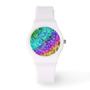Driehoek mozaïek regenboog horloge