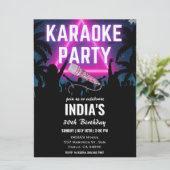 Driehoek Neon Karaoke Party Zwart Verjaardag Kaart (Staand voorkant)