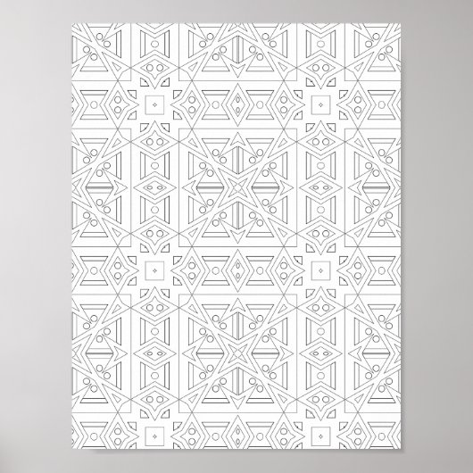 Driehoek Raster Kleurplaat Abstract Patroon Kunst Poster (Voorkant)