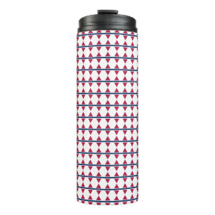 Driehoek rijen patroon Rood blauw en Wit Thermosbeker