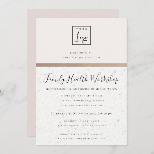 DRIEHOEK ROOS GOUD GLITTER SEMINAR WORKSHOP EVENEM KAART (Voorkant / Achterkant)