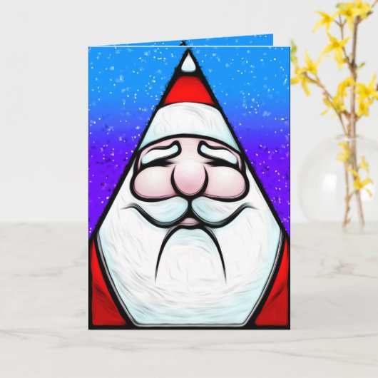 Driehoek Santa Merry Brite Kaart (Gele Bloem)