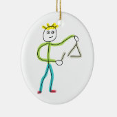Driehoek spelende Stickman Keramisch Ornament (Rechts)