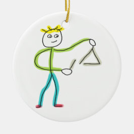Driehoek spelende Stickman Keramisch Ornament