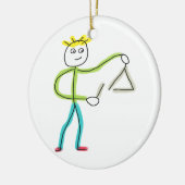 Driehoek spelende Stickman Keramisch Ornament (Links)