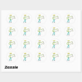 Driehoek spelende Stickman Ronde Sticker (Vel)