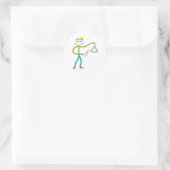Driehoek spelende Stickman Ronde Sticker (Tas)