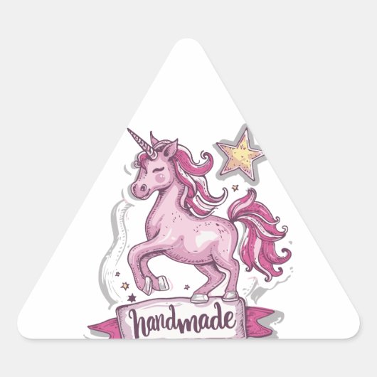 Driehoek Stickers Eenhoorn en de inscriptie (Voorkant)