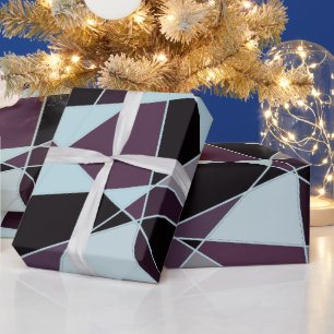 Driehoek zwart grijs wit maroon Abstract Cadeaupapier