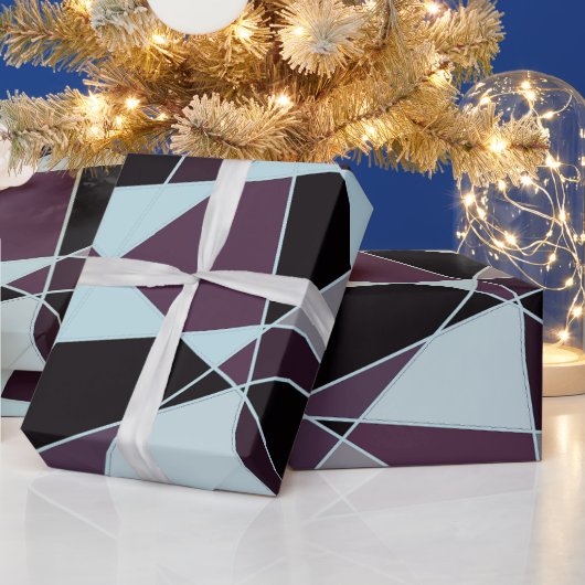Driehoek zwart grijs wit maroon Abstract Cadeaupapier (Feestdagen)