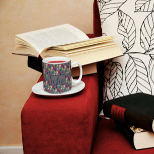 Driehoekcirkelvormig patroon naam grijs koffiemok