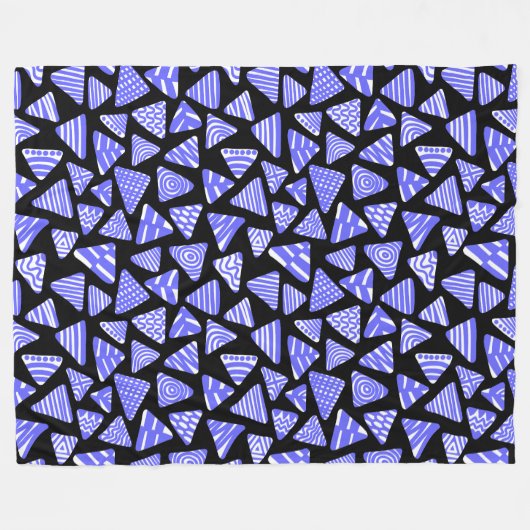 Driehoeken 240121 - Elektrisch blauw en wit op Blk Fleece Deken (Voorkant (Horizontaal))