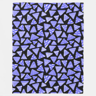 Driehoeken 240121 - Elektrisch Blauw en Wit op Zwa Fleece Deken