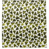 Driehoeken 240121 - Zwart en geel op wit Douchegordijn (Voorkant)