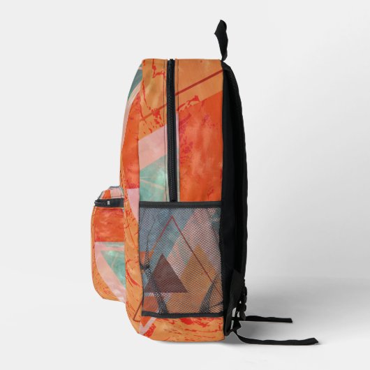 Driehoeken abstract geometrisch kleurenblokpatroon bedrukte rugzak (Rechts)
