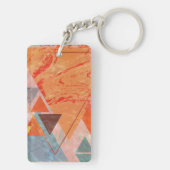 Driehoeken abstract geometrisch kleurenblokpatroon sleutelhanger (achterkant)