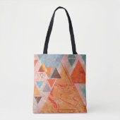 Driehoeken abstract geometrisch kleurenblokpatroon tote bag (Voorkant)
