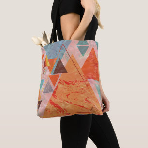 Driehoeken abstract geometrisch kleurenblokpatroon tote bag