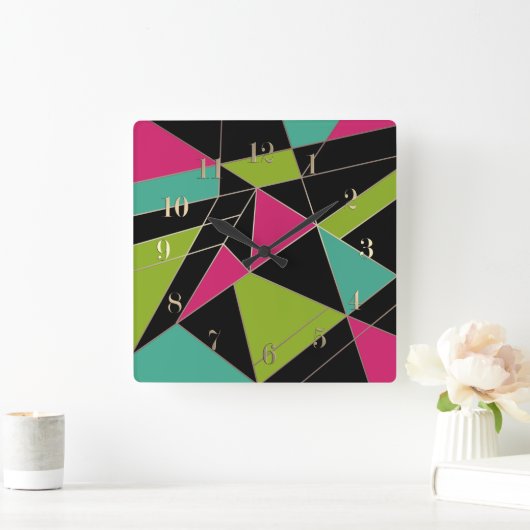 Driehoeken abstracte afdrukopgeometrische geometri vierkante klok (Huis)
