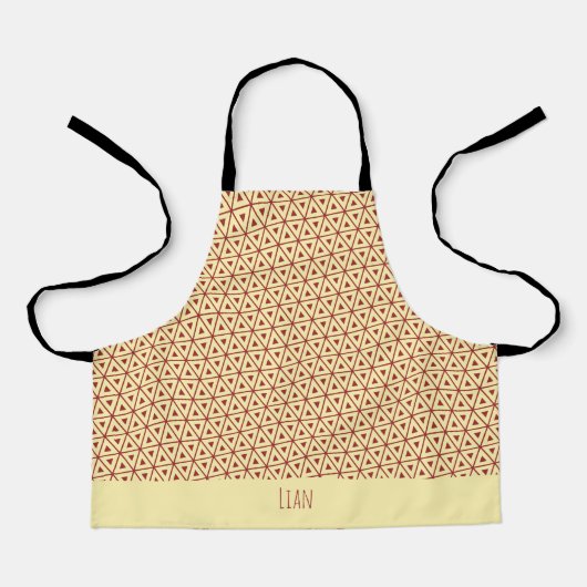 Driehoeken Beige Rood Minimaal Patroon Schort (Voorkant)