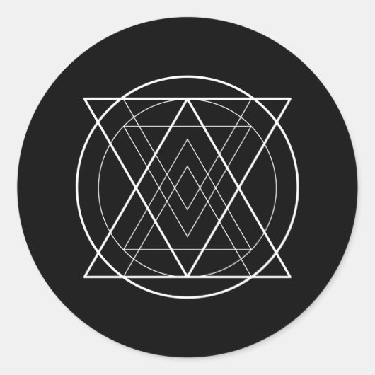 Driehoeken binnen cirkel heilige geometrie ronde sticker (Voorkant)