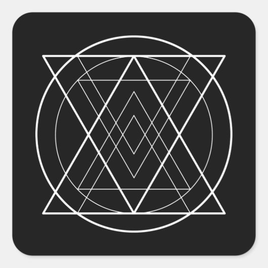 Driehoeken binnen cirkel heilige geometrie vierkante sticker (Voorkant)