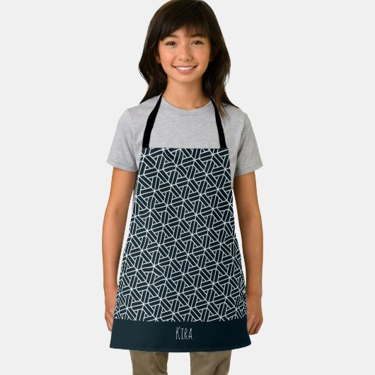 Driehoeken Blauw Wit Minimaal Patroon Schort (Insitu)