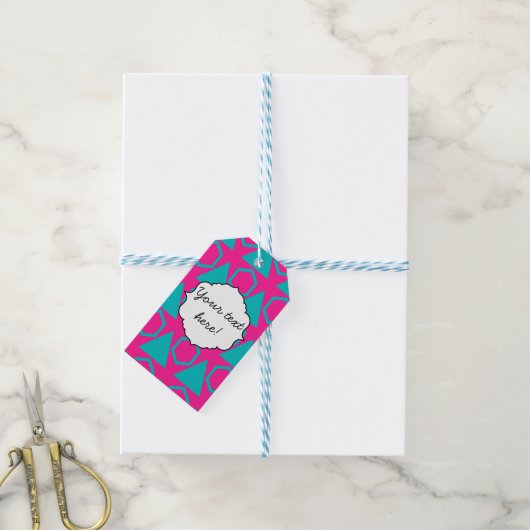Driehoeken- en honingraatpatroon cadeaulabel (Met Touw)
