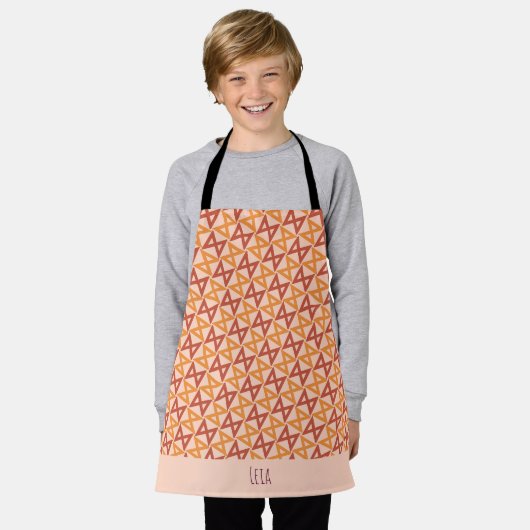 Driehoeken Geel Violet Minimaal Patroon Schort (Gedragen)